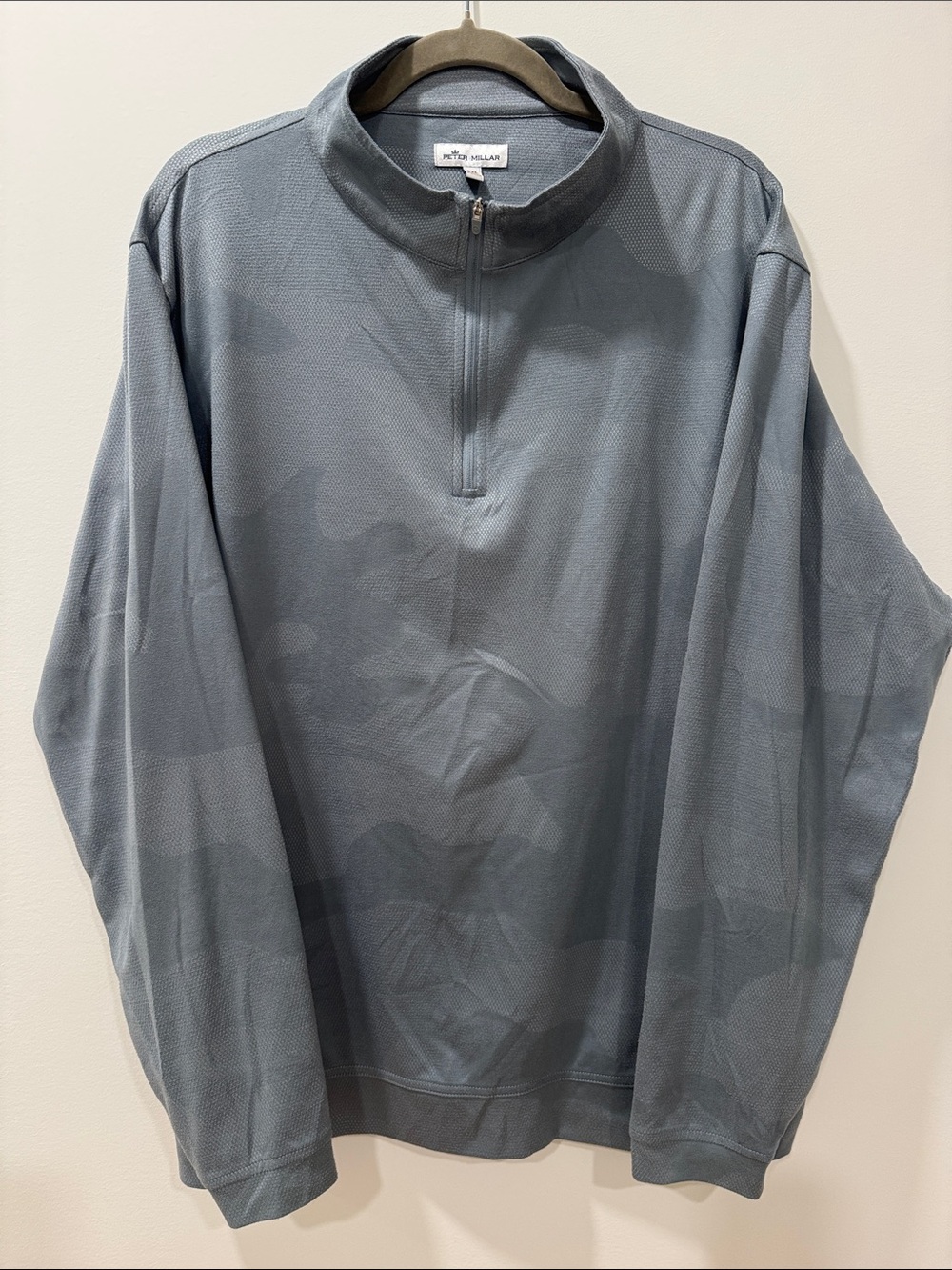 Peter Millar Men's Gray Camo Quarter-Zip Pullover